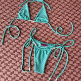 Turquoise Textured Bikini Set