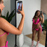 Pink - Cowl neck bikini set image 4