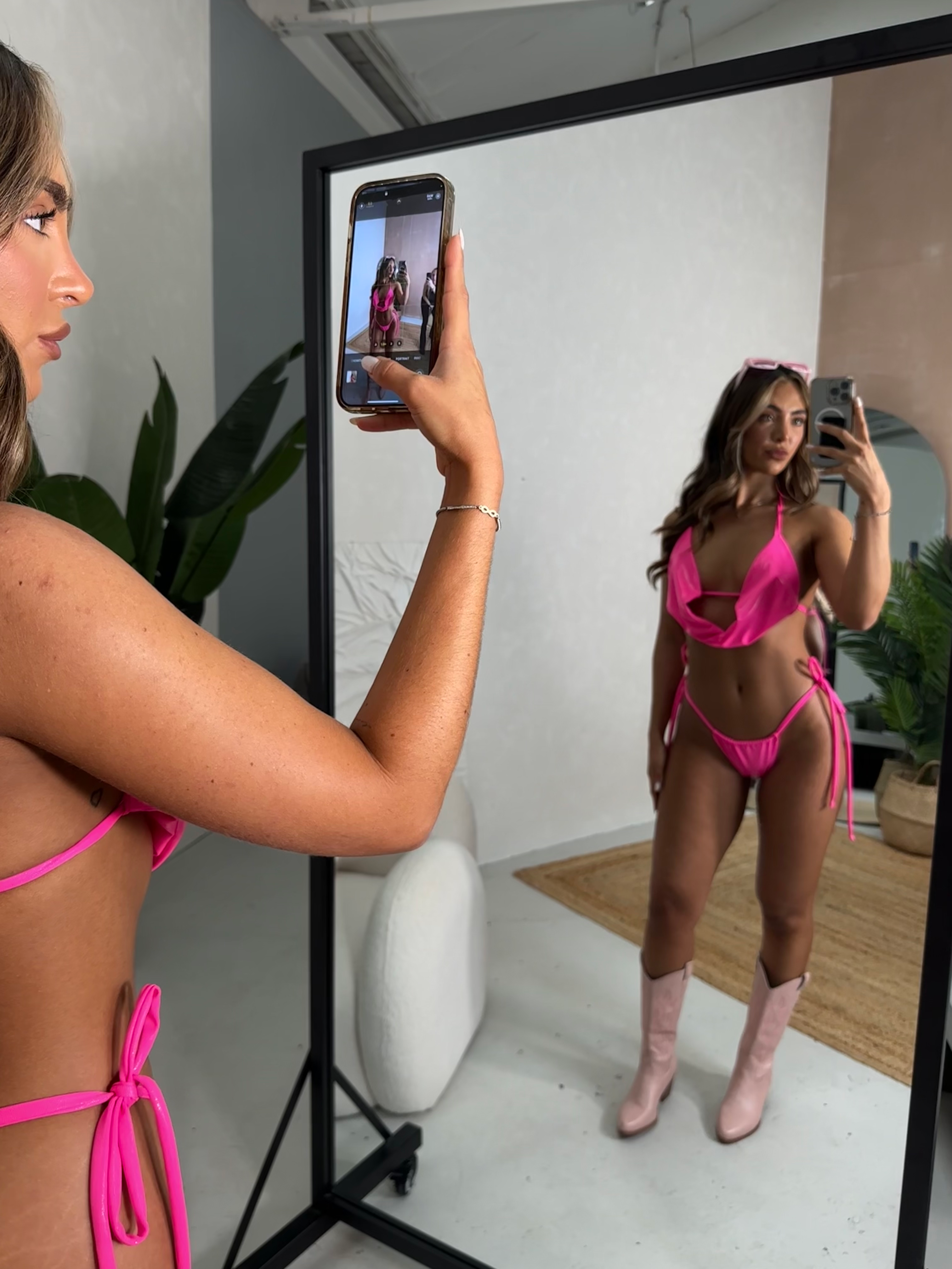 Pink - Cowl neck bikini set image 4