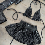 Metallic charcoal black - skirt, bralet & sleeves set image 2
