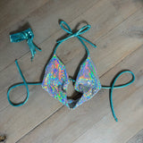 Holographic sparkle (blue) - cowl neck & skirt with choker image 4