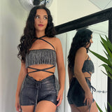 Black hologram sparkle - Bandeau & shorts image 0