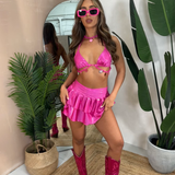 Metallic pink - Candy heart bralet & double layered skirt image 2