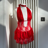 Lace dress with high cut bottoms image 1