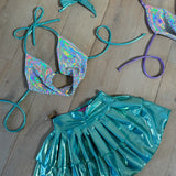 Holographic sparkle (blue) - cowl neck & skirt with choker image 0
