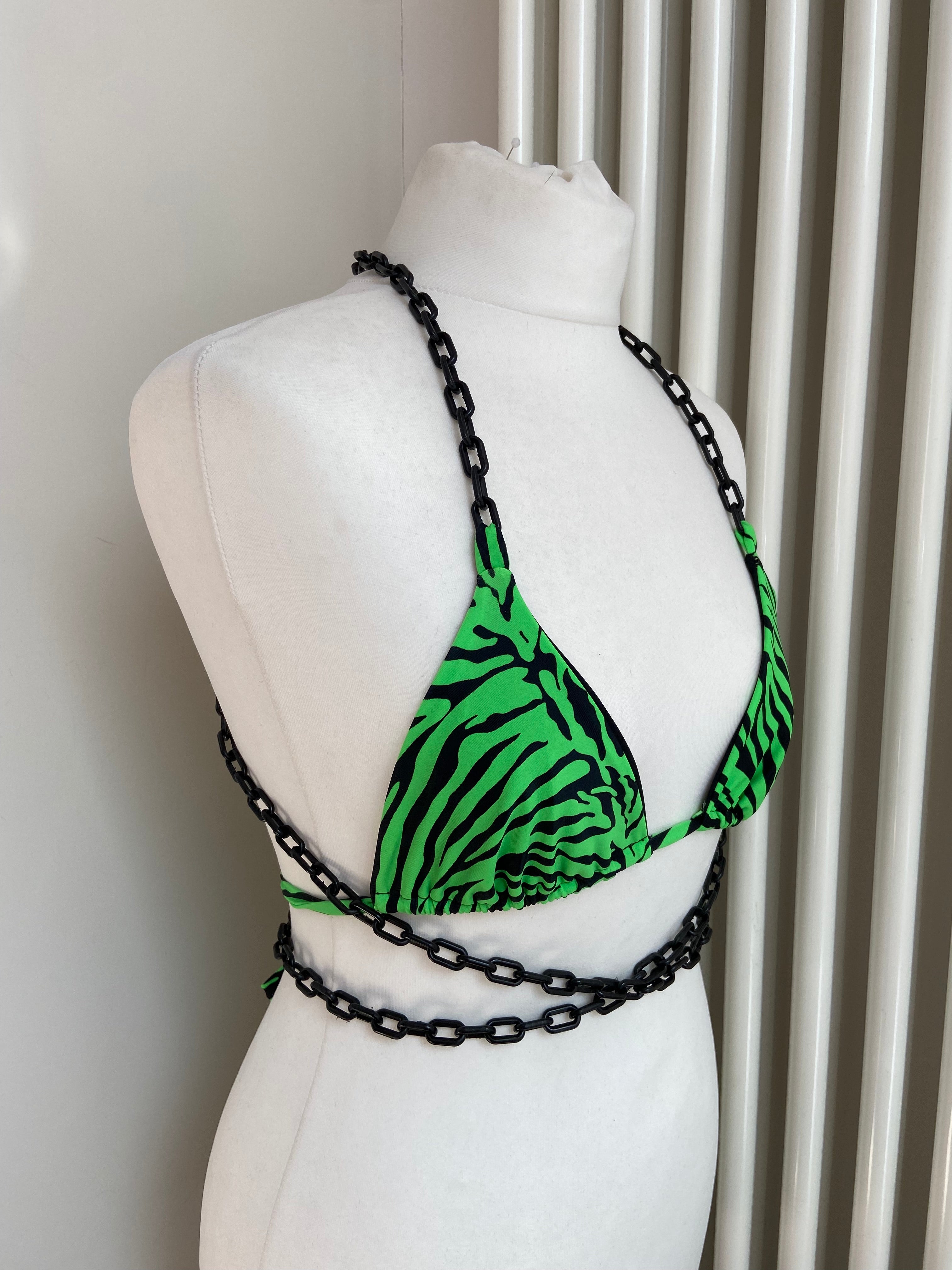 Unitard with chain strap bikini top - Neon tiger - (Choose your colour) image 2