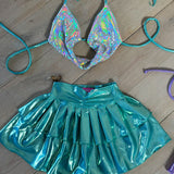 Holographic sparkle (blue) - cowl neck & skirt with choker image 5