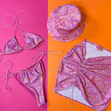 Cord bikini set & skirt - Baby pink flower power image 2