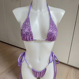 Lilac Sequin Bikini Set
