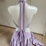 Sparkly Lurex Lilac Cowl Neck Top & Skirt