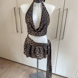 Sparkly Lurex Leopard Cowl Neck Top & Skirt