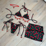 Full Bikini & Skirt - Disco Cherry (Black)