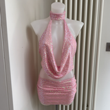 Sequin Cowl Neck Top & Skirt (No Bikini)