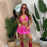 Metallic pink - Candy heart bralet & double layered skirt image 4