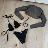 Metallic Black - Rhinestone top, Bralet & bikini bottoms image 1