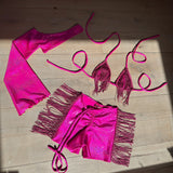 Hot pink sparkle hologram - Bralet, 1x sleeve & shorts image 0