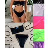 Bandeau & high waisted bottoms - Choose your colour image 3