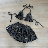 Metallic charcoal black - layered mini skirt & bralet image 0