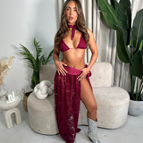 Wine - Lace bikini & maxi skirt image 0