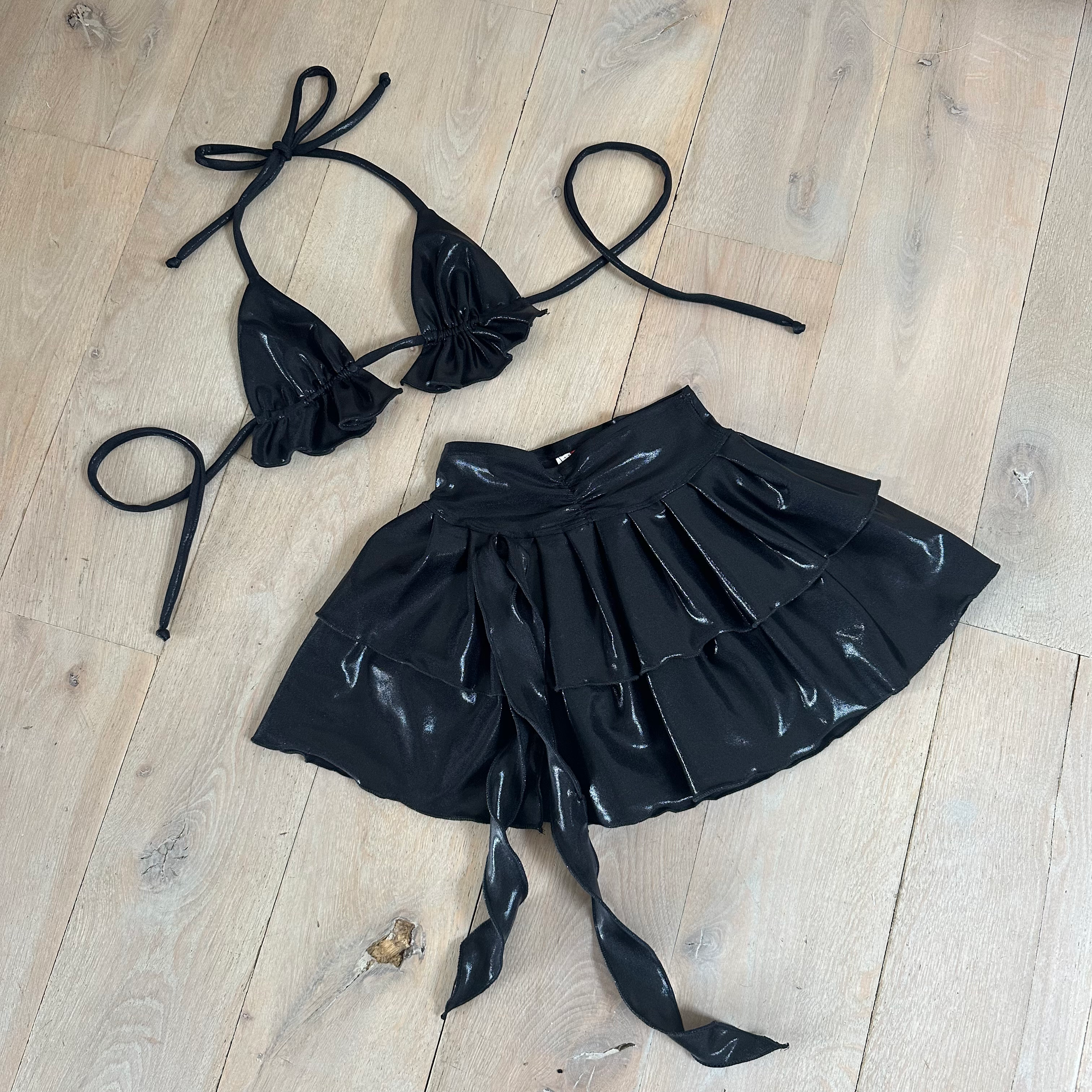 Metallic Black - Bralet & Skirt image 1