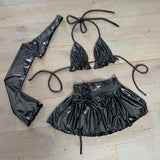 Metallic charcoal black - skirt, bralet & sleeves set image 0