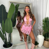 Baby Pink - Lace dress with high cut bottoms image 1