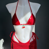 Red Mini Sequin Skirt
