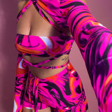 Bandeau, Arm sleeves & Shorts set - UV Wavey print (Pink colour) image 1