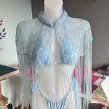 Baby Blue Hand Embellished Beaded Cape