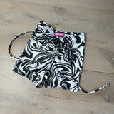 Monochrome Swirl - Chunky chain bralet, asymmetric sleeve & ruched shorts image 4