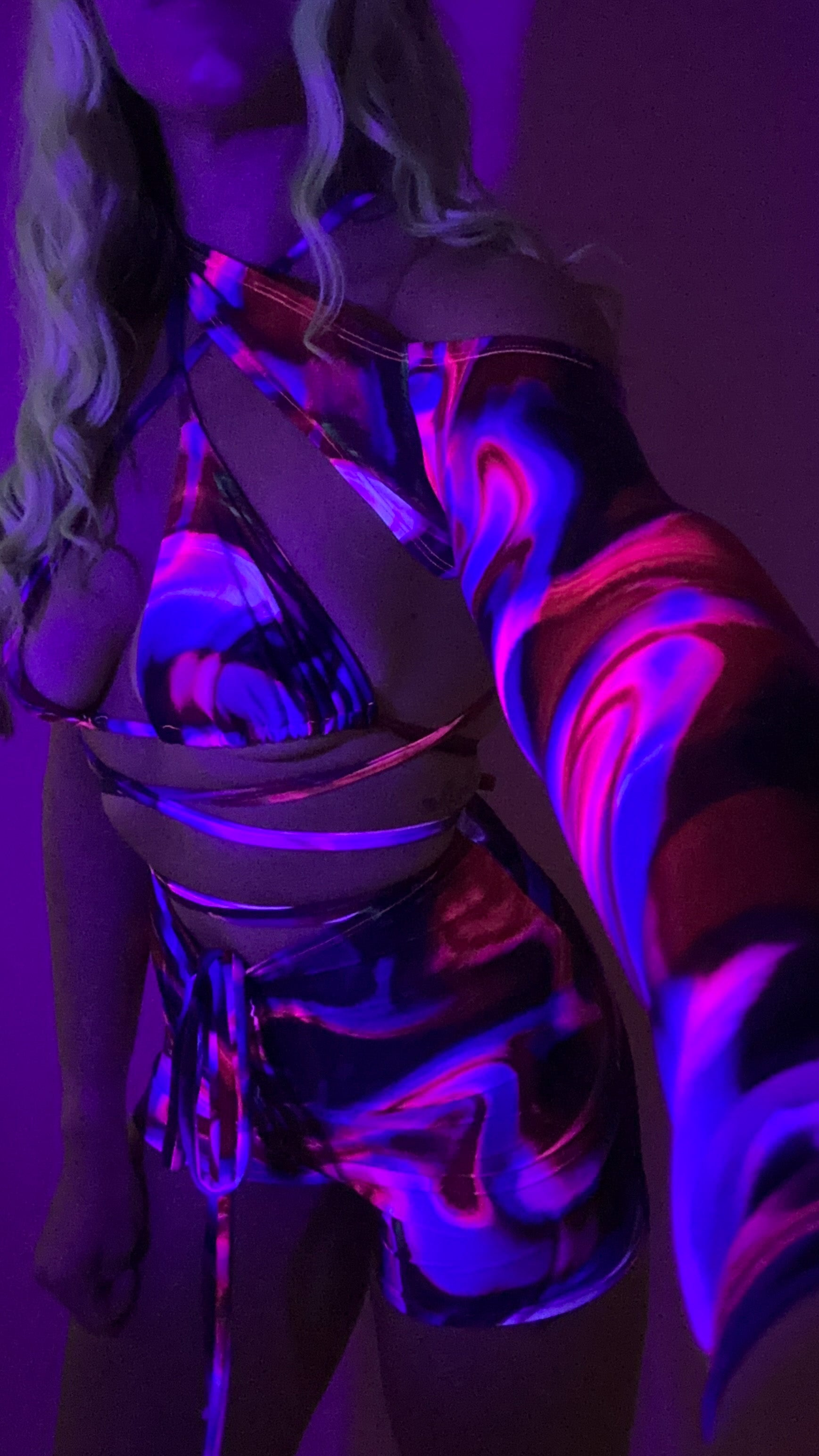 Bralet, Arm sleeve & Shorts set -  UV Midnight swirl image 5