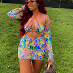 Top & Skirt - No arm sleeves - Psychedelic print image 1