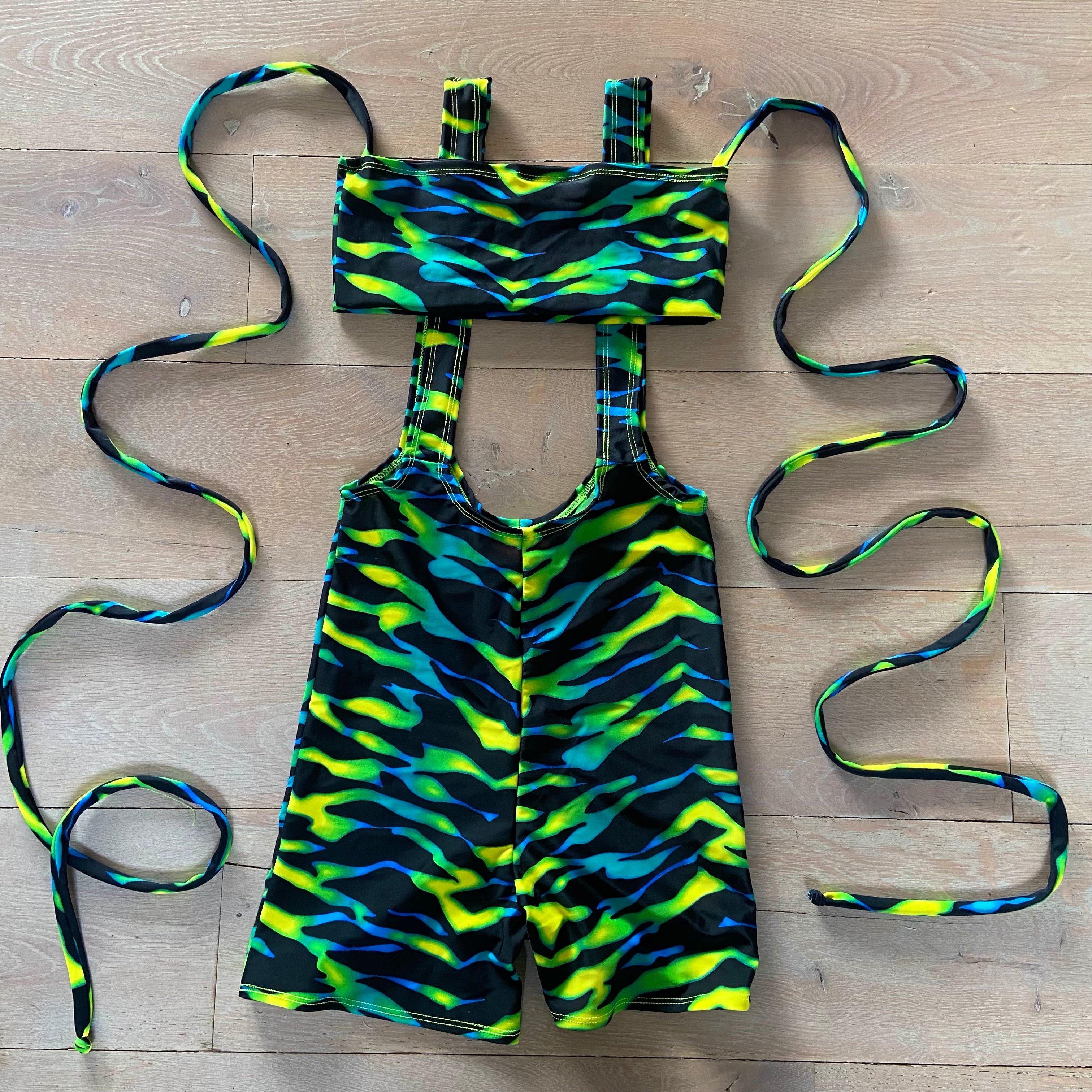 Ombre Tiger - (Blue) Unitard with bikini top or bandeau image 2