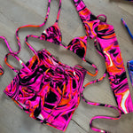 Bralet, Arm sleeve & Shorts set - UV Wavey print (Pink colour) image 4