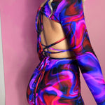 Bralet, Long sleeve crop & Shorts set - UV Midnight swirl image 10