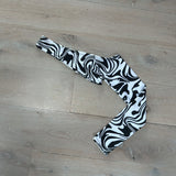 Monochrome Swirl - Chunky chain bralet, asymmetric sleeve & ruched shorts image 2