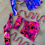 Bandeau, Arm sleeves & Shorts set - UV Wavey print (Pink colour) image 4
