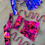 Bandeau, Arm sleeves & Shorts set - UV Wavey print (Pink colour) image 4