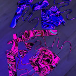 Bralet, Arm sleeves & Shorts set - UV Wavey print (Blue colour) image 1