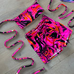 Bandeau (or Bralet) & Shorts set - UV Wavey print (Pink) image 6