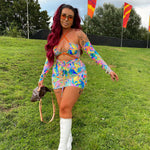 Top & Skirt - No arm sleeves - Psychedelic print image 2