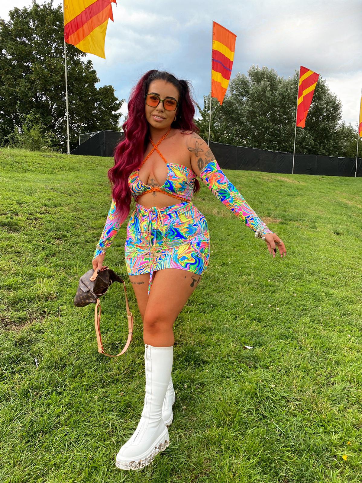Top & Skirt - No arm sleeves - Psychedelic print image 2