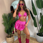 Metallic pink -  Candy heart bralet & double layered skirt image 0