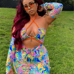Top & Skirt - No arm sleeves - Psychedelic print image 4