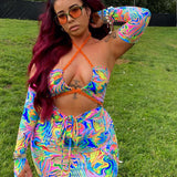 Top & Skirt - No arm sleeves - Psychedelic print image 4