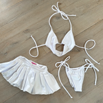 Bikini top, tie bottoms & micro mini skirt - Choose your colour image 0