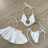 Bikini top, tie bottoms & micro mini skirt - Choose your colour image 0