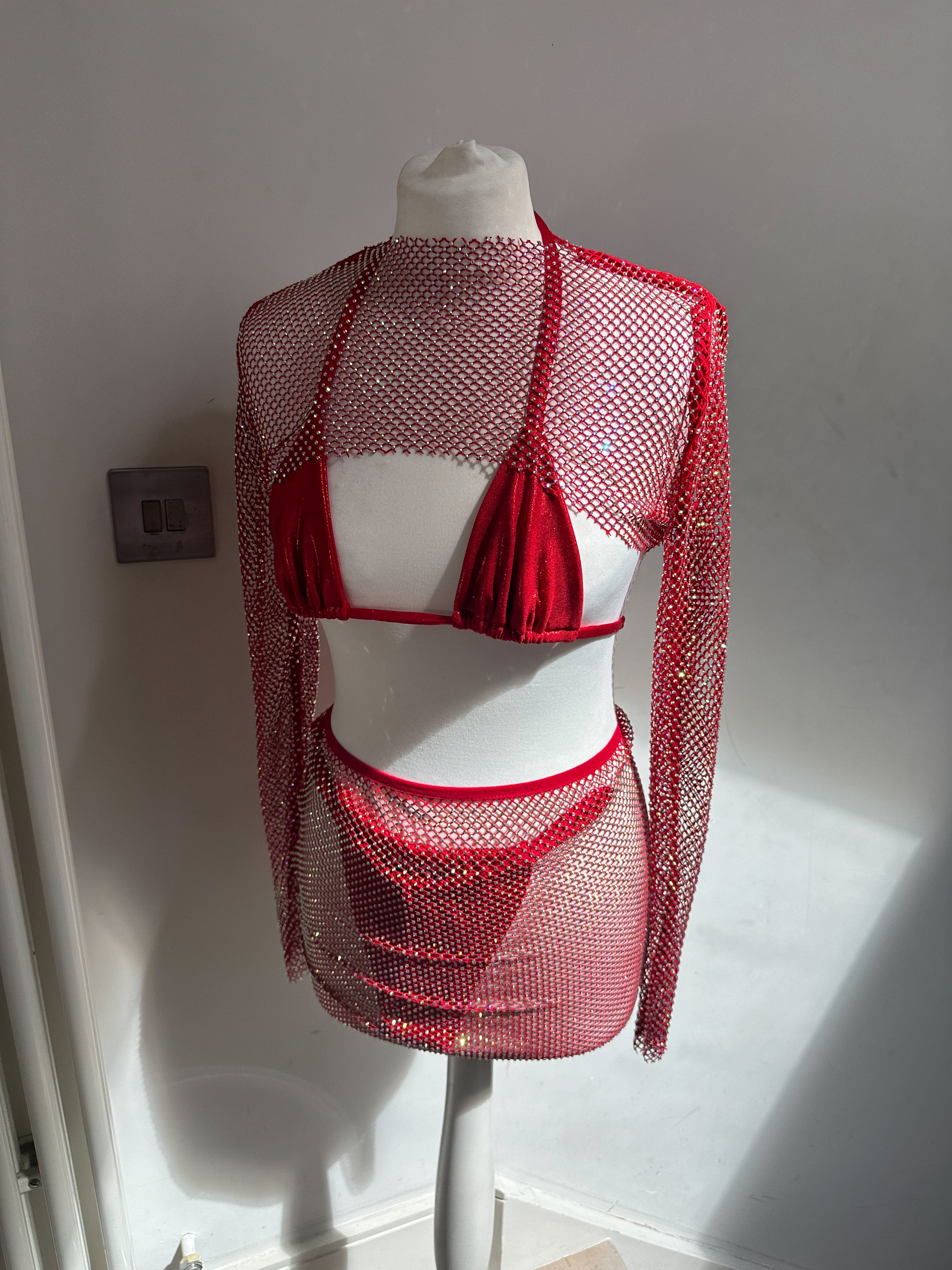 Red rhinestone full set (4 pieces) - Bundle image 5