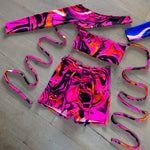 Bandeau, Arm sleeves & Shorts set - UV Wavey print (Pink colour) image 0