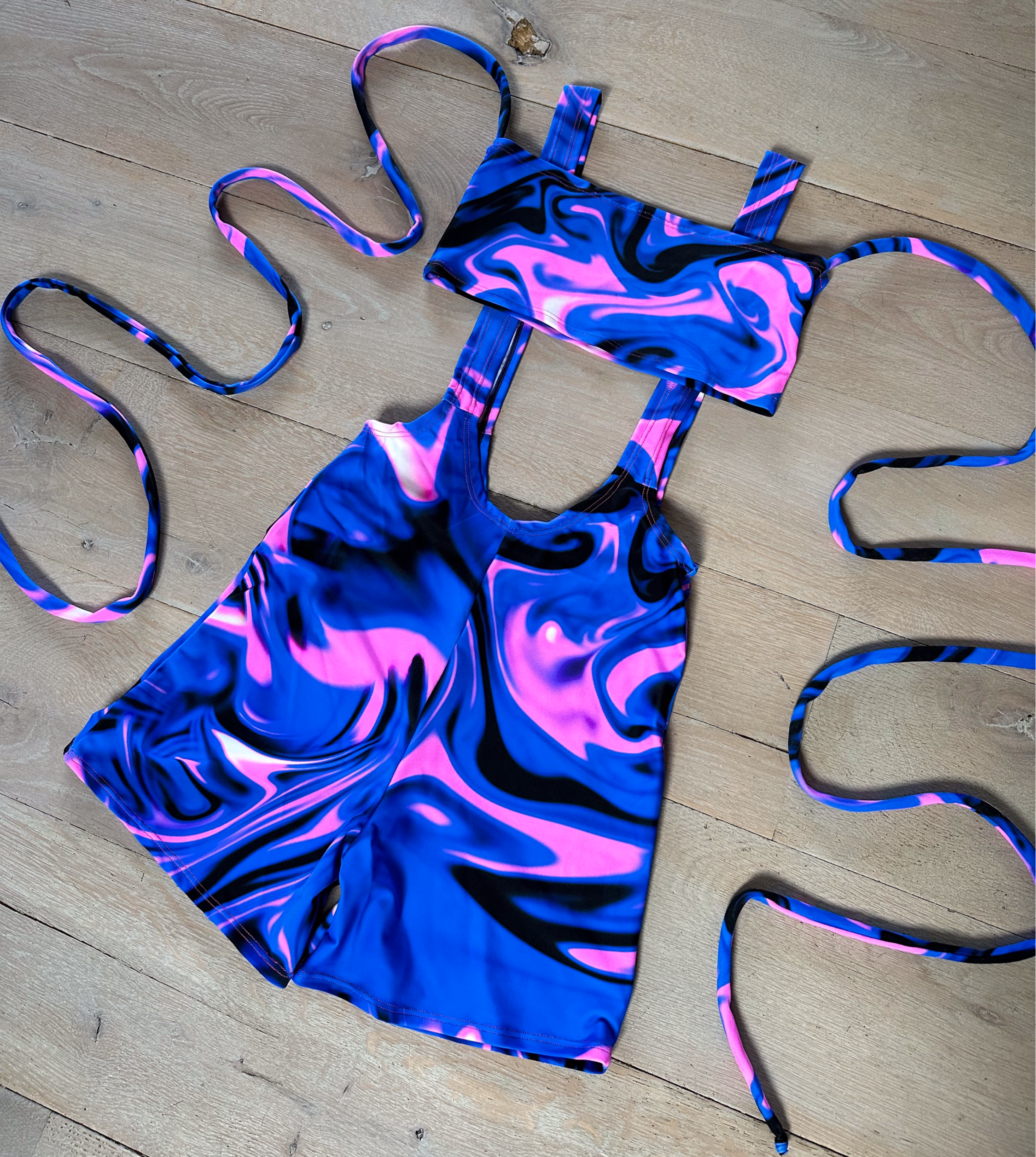Unitard - UV Wavey print (Blue) image 0